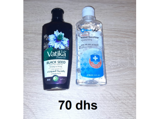 Huile Vatika pour cheveux et gel hydroalcolique