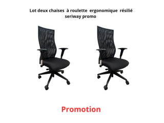 Lot deux Chaises à roulettes ergonomique Résille Seriway promo
